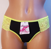 Black and neon yellow lace panty thong